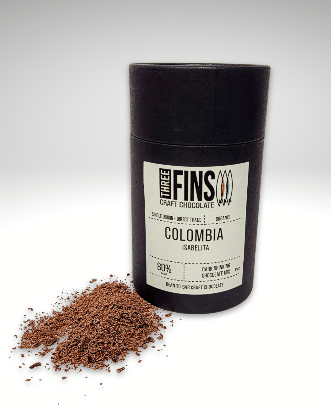 Three Fins Colombia Dark Drinking Chocolate Mix - 80% Cocoa